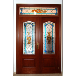 Vidriera puerta exterior victoriana lazo dobles